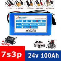 24 V 100 Ah 7S3P 18650 29,4 V 100000 mAh Li-Ionen-Akku für Rollstühle, Stromversorgung, Li-Ionen-Ersatzakku + 2 A Ladegerät