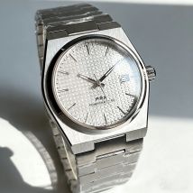 Nuevo Reloj Mecánico Automático para Hombre, 10 ATM, Cristal de Zafiro, PRX 40 mm, Esfera Blanca Estéril con Fecha, Movimiento NH35A, Caja y Brazalete de Acero Inoxidable