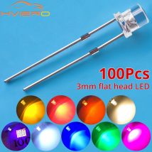 3mm 2pin 100 Pz F3 Piatto Bianco Rosso Giallo Blu Verde Rosa Diodo Led Grandangolo Diodi Emettitori di Luce Lampada Lampadine LED Ultra Luminose