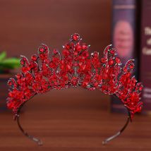 Rotes Kristall-Barock-Diadem Vintage Hochzeits-Haaraccessoires Braut-Tiara und Kronen-Stirnbänder für Frauen