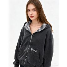Herbst frauen Gothic Harajuku ins straße stickerei reißverschluss mode mit kapuze strickjacke sweatshirt straße retro punk top Y2k kleidung