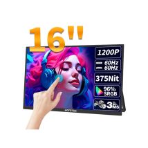 HGFRTEE 16inch Touch Portable Monitor 16:10 96%sRGB 350Cd/m² Second Screen For Laptop With Holder Stand Type-C HDMI-Compatible