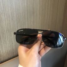 2025, neue Sonnenbrille für Männer, Kristallglas zum Fahren, großes Gesicht, UV400, grüne Sonnenbrille, Metall, hochwertige Doppelbalken