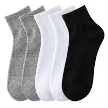 5/10Pairs/Set Men's Solid Color Socks Black White Business Socks Autumn Casual Man Breathable Sports Short Sock