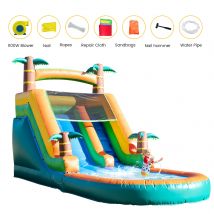 Piscina gonfiabile gigante per casa di rimbalzo con scivolo d'acqua gonfiabile in PVC commerciale da 21 piedi con scivolo d'acqua per parco giochi per bambini commerciale con ventilatore