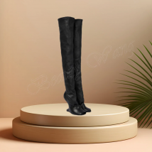 Schwarze Peep Toe seltsame Stil Stiefel High Heels solide Ferse offene runde Zehen Spike High Heel Schuhe für Frauen 2024 Zapatillas Mujer