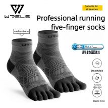 WRELS Coolmax Calzini sportivi Comodi calzini elastici antiurto traspiranti da corsa Calzini sportivi a cinque dita ad alte prestazioni