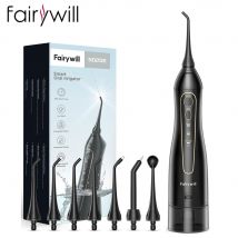Fairywill Wasserflossers für Zähne, 300 ml, Munddusche, wiederaufladbar, tragbar, Dental, 3 Modi, Wassertank, wasserdichter Zahnreiniger