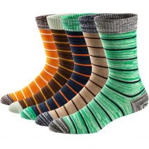 5 Paar Herren Spaß Kleid Socken, Muster lustige Socken Pack, bunt gestreifte gekämmte Baumwolle Neuheit Socken plus Größe Männer Kleid Socke