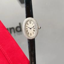Brand Wrist Watches Woman Girl High Quality Pretty 23mm Diamond Oval Style Japanese Quartz Movement Leather Strap Clock CT80