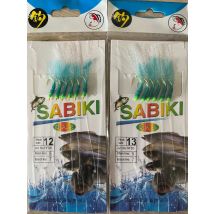 10er-Pack grüner Gummi Sabiki Angelköder Sea Rigs Gang Golden Hooks Karpfen Salzwasserköder