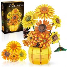 1009 Uds. Bloques de construcción de girasoles ramo de flores florero modelo ladrillos decoración creativa del hogar juguetes educativos para niños regalos