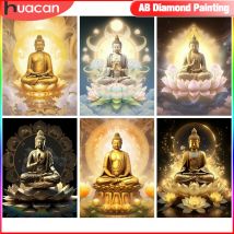 HUACAN Diamant Malerei Religion Buddha AB Bohrer Mosaik Lotus Blume 5D DIY Home Dekorative Freund Geschenk