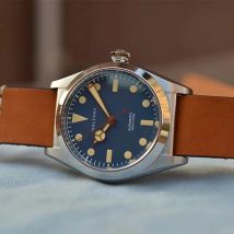 Baltany Retro Bubbleback Orologio S4029 Lusso Benz Lancette In Pelle Zaffiro OVETTO NH38 Movimento Quadrante Tropicale Orologio Automatico da Uomo