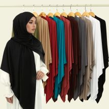 Muslim Cotton Square Scarf Jersey Hijab Long Modal Shawl Plain Soft Turban Tie Head Wraps For Women Africa Headband 145*145cm