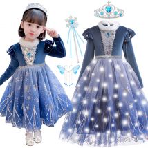 Elsa Kids Cosplay Princess Dress Snow Queen Autumn Winter Clothing Girl Carnival Birthday Party Long Sleeve Sequin Fancy Costume