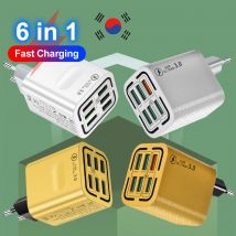 6-Port-USB-Schnellladegerät-Wandadapter, superschnelles Laden für iPhone, Samsung, Xiaomi, Huawei, Oppo