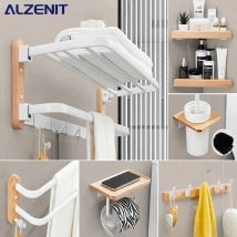Weiß Massivholz Handtuch halter Kleiderbügel Wandre gale Walnuss Bad Klapp stangen Haken Toiletten bürste Papier halter Bad Hardware Teile