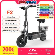 Patinete eléctrico F2 para adultos, Scooter folclórico de 10 pulgadas, 500W, 30 KM/H, 7,8 Ah, rango máximo de 30 KM, con asiento y cesta
