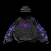 Lila Inferno Drachen Hoodies Frauen übergroße neue Tops Vintage Goth Sweatshirt Goth Streetwear Frauen Gothic Y2K Kleidung