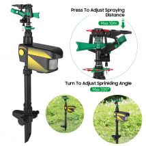 Repellente per animali con irrigatore ad attivazione dal movimento a energia solare con 3 modalità orari Angolo di spruzzo regolabile e distanza di irrigazione per il giardino