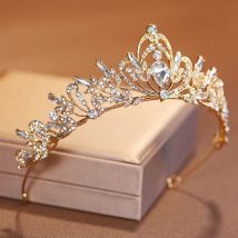 Itacazzo Braut-Kopfbedeckung, goldfarben, für Damen, voller klassischer Temperament, Hochzeitskrone, Mädchen, Geburtstag, schillernde Tiaras