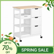 SoBuy Carrello da cucina FKW79 con 2 raggi rimovibili e 1 vassoio Carrelli a rotelle per cucina, soggiorno, sala da pranzo