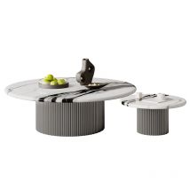 Elegant Round Marble Coffee Table Sets with Stainless Steel Base Modern Living Room Center Table Sets Stylish Home Side Tables