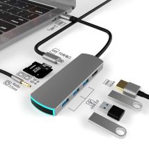 Hub USB C 4K HUB USB 8in1 compatibile HDMI Adattatore multiporta da 100 W per MacBook Pro/Air, iPad Pro, iMac, iPhone 15 Pro/Pro Max, XPS
