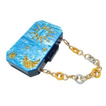 New Famous Women Brand Acrylic Bag Blue Bridal Purse Luxury Evening Bags Elegant Party Wedding Clutch Shoulder Crossbody Handbag