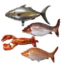 4/12szt Ryba Krewetka Balon Karp w kształcie Chłopcy Dziewczynki Wędkarstwo Impreza Urodzinowa Baby Shower Dekoracje Materiały Fałszywe Rekwizyty Rybne