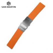 San Martin Uhrenarmbänder, Gummibänder, 20 mm, 22 mm, mit Faltschließe, Taucharmband, wasserdichter