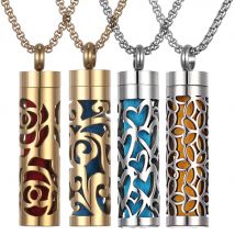 Aromatherapy Necklace Diffuser Pendant Golden Stainless Steel Locket Aroma Perfume Oils Essential Oil Diffuser Pendant Necklace