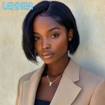 Lekker Kurze gerade Bob 13x1 T Spitze vorne 100 % Echthaar Perücken für Frauen brasilianisches Remy Haar leimlose farbige Ausverkaufsperücke