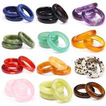 1 sztuka Pierścionek z naturalnego kamienia, kryształu, agatu i hematytu, unisex, modny, szerokość 3 mm, pierścionek zaręczynowy, prezent na Walentynki, 옥반지