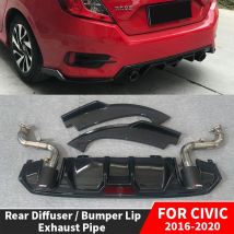 Side Rear Diffuser Spoiler Bumper Lip Exhaust Pipe Wide Body For Honda Civic 10th 2016 2017 2018 2019 2020 Tuning Accessories
