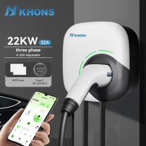 Khons 22KW Caricatore per veicoli elettrici Type2 Cavo 32A 3 fasi Wallbox APP Funzione Stazione di ricarica per veicoli elettrici IP65