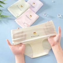 4PCS Kids Summer Thin Cool Briefs for Girls Mesh Breathable Antibacterial Panties 3+y Young Child Solid Soft Comfort Underwears