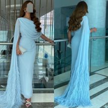 Maßgeschneiderte, exquisite Größen erhältlich, Juwelenhülle, formelles Anlasskleid, Federn, geraffte, knöchellange Chiffon-Abendkleider