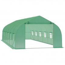 Outsunny Invernadero de Jardín 800x300x200 cm Tipo Túnel con 12 Ventanas y Puerta Enrollable Acero y PE Verde