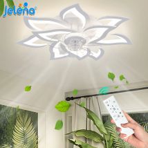 Jelena-ventilador de techo inteligente con luces, Control remoto, 6 velocidades, ventilador LED moderno, accesorios de lámpara, cocina, dormitorio, ventilador doméstico