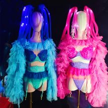 Ropa de escenario de bailarina Gogo para club nocturno para adultos, traje de Rave, Bikini Sexy, Ropa de baile en barra, disfraz de Drag Queen, ropa de Club DJ DS, VDB5031