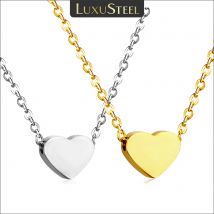 LUXUSTEEL Einfache kleine kleine Mond-Stern-Herz-Anhänger-Halskette für Frauen, Mädchen, Kinder, Edelstahl, hypoallergen, zarter Halsband