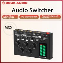 Douk Audio MX5 4-Kanal-Mixer Ultra Low-Noise Stereo/Mono Line Mixer Dual-LED-Füllstand messer für Club/Bar/Studio DC5V