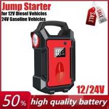 12/24V 17500mAh Auto Starthilfe Intelligente Digitalanzeige Tragbare Power Bank für 12V Diesel Fahrzeuge, 24V Kraftstoff Fahrzeug