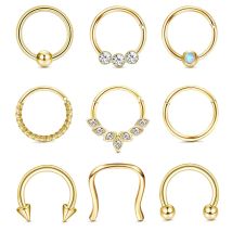 Drperfect 16G Setto Anello Gioielli Orecchini Cerchio in acciaio inossidabile Anelli al naso per le donne Helix Trago Labbro Cartilagine Setto Piercing
