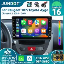 Android 16 Carplay Auto Car Radio Multimedia Player For Peugeot 107 Citroen C1 Toyota Aygo 2005 -2014 DSP Stereo 2din Head Unit