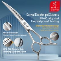Fenice 7Inch Pet Grooming 5D Magic Scissors with Small Teeth Trimming and Hairdressing Dogs Beauty Curved Chunker Shears JP440C