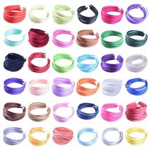 10 teile/los Plain 10 MM Satin Stirnband Mädchen Stoff Bedeckt Harz Haarbänder Kunststoff Stirnbänder Kinder Gummibänder Haar Zubehör