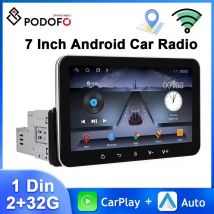 Podofo 2 + 32G Android Auto Radio 7'' 1Din Multimedia Player Carplay Android Auto GPS Navigation WIFI EQ 4Core Bluetooth Auto Stereo